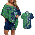 New Zealand Warriors NAIDOC Week 2026 Couples Matching Off Shoulder Short Dress and Hawaiian Shirt Aboriginal Lizard Dot Painting - 50 Years of Deadly