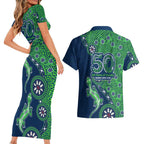 New Zealand Warriors NAIDOC Week 2026 Couples Matching Short Sleeve Bodycon Dress and Hawaiian Shirt Aboriginal Lizard Dot Painting - 50 Years of Deadly