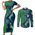 New Zealand Warriors NAIDOC Week 2026 Couples Matching Short Sleeve Bodycon Dress and Long Sleeve Button Shirt Aboriginal Lizard Dot Painting - 50 Years of Deadly