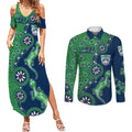 New Zealand Warriors NAIDOC Week 2026 Couples Matching Summer Maxi Dress and Long Sleeve Button Shirt Aboriginal Lizard Dot Painting - 50 Years of Deadly