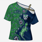 New Zealand Warriors NAIDOC Week 2026 Cross Shoulder Shirt Aboriginal Lizard Dot Painting - 50 Years of Deadly