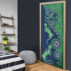 New Zealand Warriors NAIDOC Week 2026 Door Cover Aboriginal Lizard Dot Painting - 50 Years of Deadly
