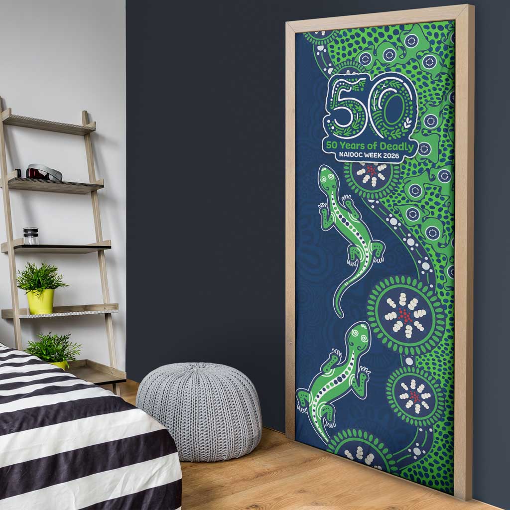 New Zealand Warriors NAIDOC Week 2026 Door Cover Aboriginal Lizard Dot Painting - 50 Years of Deadly