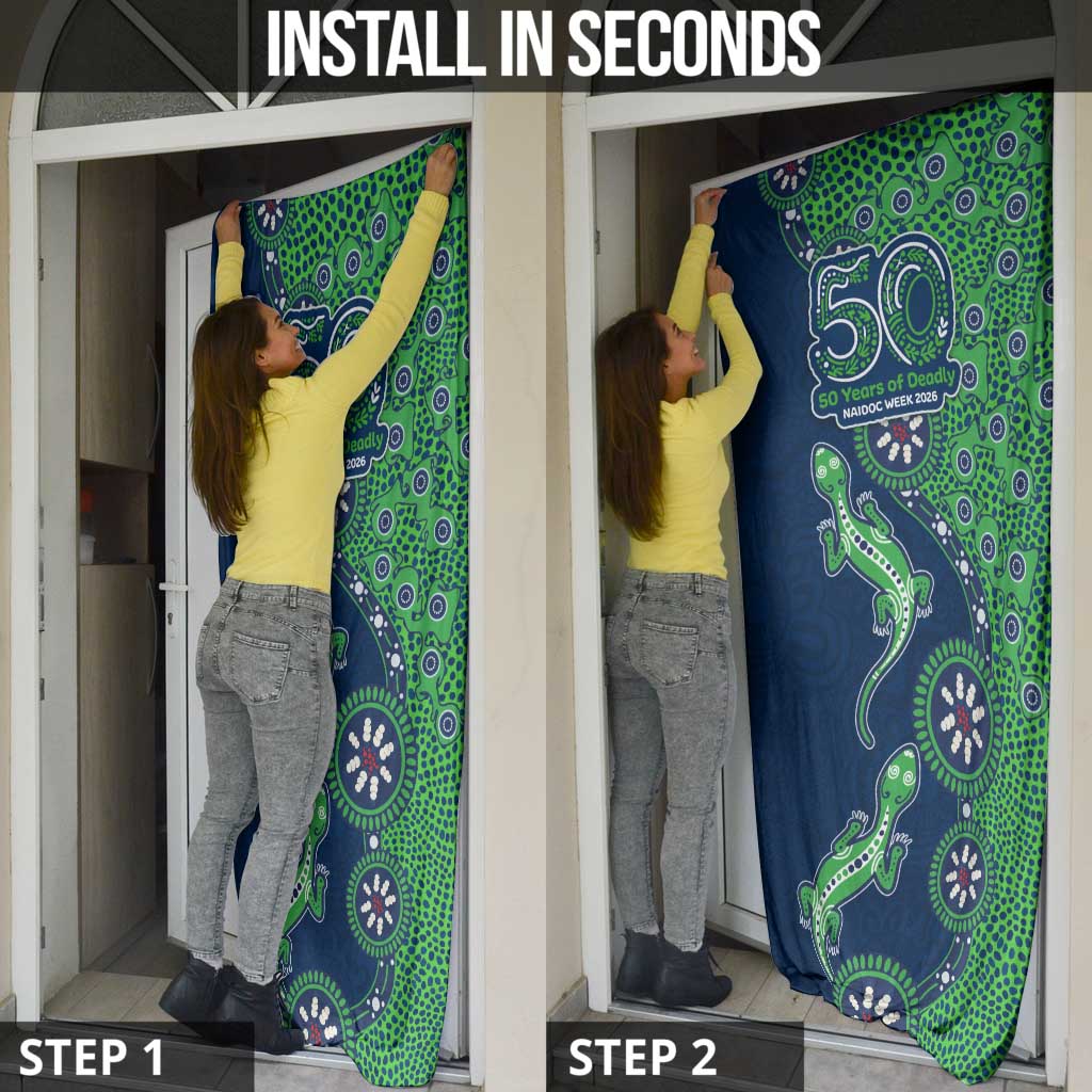New Zealand Warriors NAIDOC Week 2026 Door Cover Aboriginal Lizard Dot Painting - 50 Years of Deadly