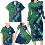 New Zealand Warriors NAIDOC Week 2026 Family Matching Long Sleeve Bodycon Dress and Hawaiian Shirt Aboriginal Lizard Dot Painting - 50 Years of Deadly