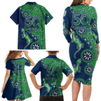 New Zealand Warriors NAIDOC Week 2026 Family Matching Long Sleeve Bodycon Dress and Hawaiian Shirt Aboriginal Lizard Dot Painting - 50 Years of Deadly