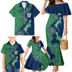 New Zealand Warriors NAIDOC Week 2026 Family Matching Mermaid Dress and Hawaiian Shirt Aboriginal Lizard Dot Painting - 50 Years of Deadly