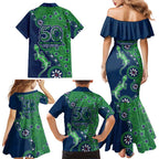 New Zealand Warriors NAIDOC Week 2026 Family Matching Mermaid Dress and Hawaiian Shirt Aboriginal Lizard Dot Painting - 50 Years of Deadly