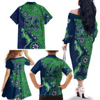 New Zealand Warriors NAIDOC Week 2026 Family Matching Off The Shoulder Long Sleeve Dress and Hawaiian Shirt Aboriginal Lizard Dot Painting - 50 Years of Deadly