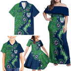 New Zealand Warriors NAIDOC Week 2026 Family Matching Off Shoulder Maxi Dress and Hawaiian Shirt Aboriginal Lizard Dot Painting - 50 Years of Deadly