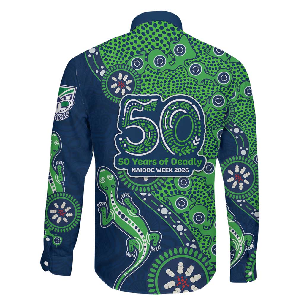 New Zealand Warriors NAIDOC Week 2026 Family Matching Puletasi and Hawaiian Shirt Aboriginal Lizard Dot Painting - 50 Years of Deadly