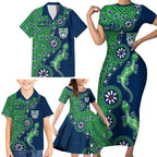 New Zealand Warriors NAIDOC Week 2026 Family Matching Short Sleeve Bodycon Dress and Hawaiian Shirt Aboriginal Lizard Dot Painting - 50 Years of Deadly