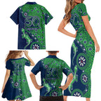 New Zealand Warriors NAIDOC Week 2026 Family Matching Short Sleeve Bodycon Dress and Hawaiian Shirt Aboriginal Lizard Dot Painting - 50 Years of Deadly