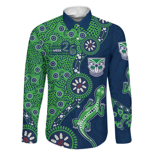 New Zealand Warriors NAIDOC Week 2026 Family Matching Short Sleeve Bodycon Dress and Hawaiian Shirt Aboriginal Lizard Dot Painting - 50 Years of Deadly