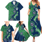 New Zealand Warriors NAIDOC Week 2026 Family Matching Summer Maxi Dress and Hawaiian Shirt Aboriginal Lizard Dot Painting - 50 Years of Deadly