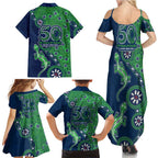 New Zealand Warriors NAIDOC Week 2026 Family Matching Summer Maxi Dress and Hawaiian Shirt Aboriginal Lizard Dot Painting - 50 Years of Deadly