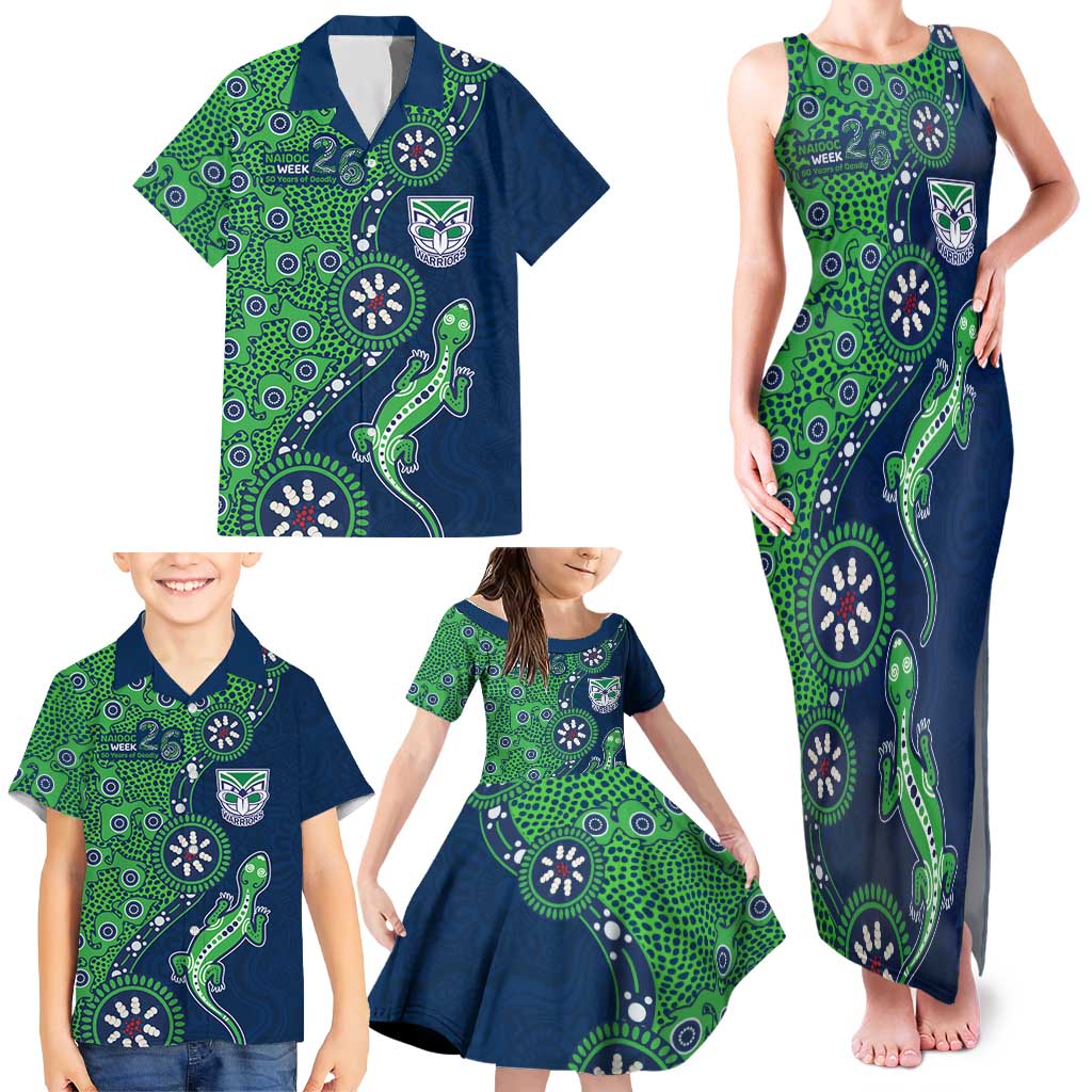 New Zealand Warriors NAIDOC Week 2026 Family Matching Tank Maxi Dress and Hawaiian Shirt Aboriginal Lizard Dot Painting - 50 Years of Deadly