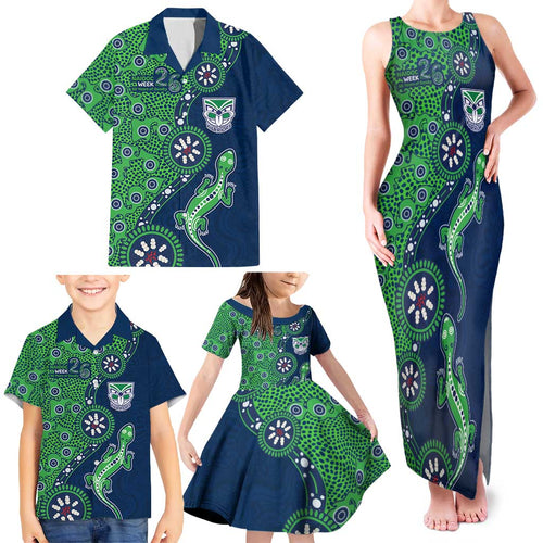 New Zealand Warriors NAIDOC Week 2026 Family Matching Tank Maxi Dress and Hawaiian Shirt Aboriginal Lizard Dot Painting - 50 Years of Deadly