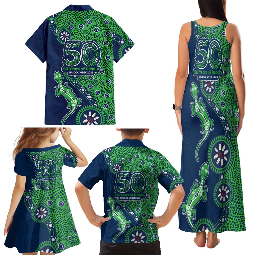 New Zealand Warriors NAIDOC Week 2026 Family Matching Tank Maxi Dress and Hawaiian Shirt Aboriginal Lizard Dot Painting - 50 Years of Deadly