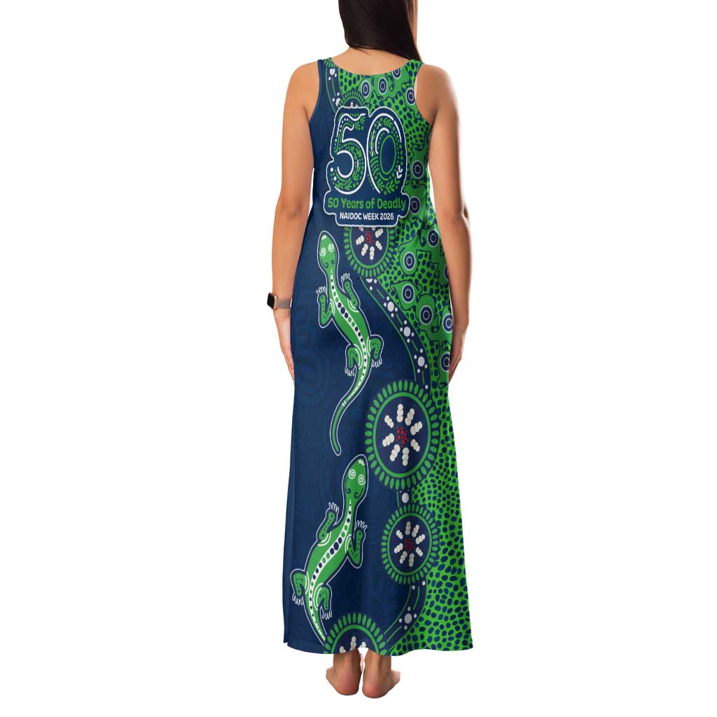 New Zealand Warriors NAIDOC Week 2026 Family Matching Tank Maxi Dress and Hawaiian Shirt Aboriginal Lizard Dot Painting - 50 Years of Deadly