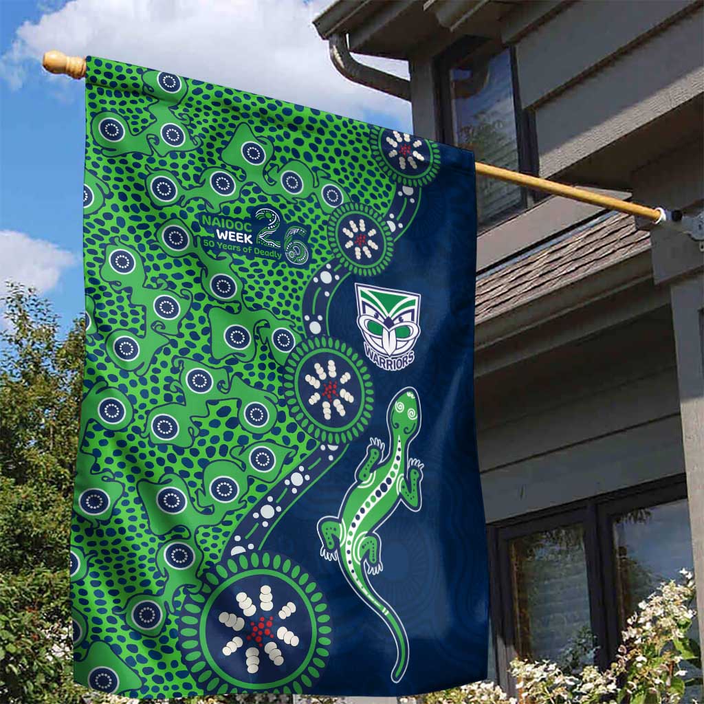 New Zealand Warriors NAIDOC Week 2026 Garden Flag Aboriginal Lizard Dot Painting - 50 Years of Deadly