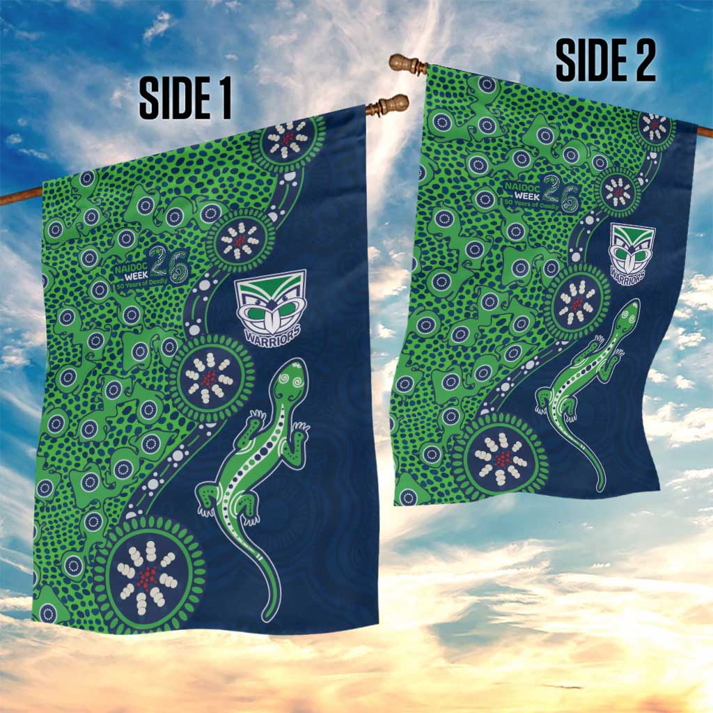 New Zealand Warriors NAIDOC Week 2026 Garden Flag Aboriginal Lizard Dot Painting - 50 Years of Deadly