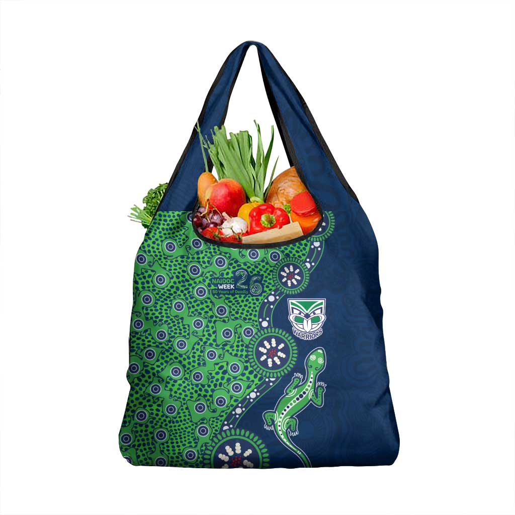 New Zealand Warriors NAIDOC Week 2026 Grocery Bag Aboriginal Lizard Dot Painting - 50 Years of Deadly