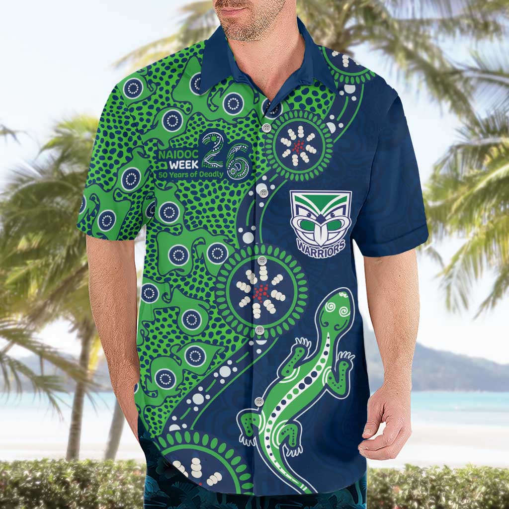 New Zealand Warriors NAIDOC Week 2026 Hawaiian Shirt Aboriginal Lizard Dot Painting - 50 Years of Deadly