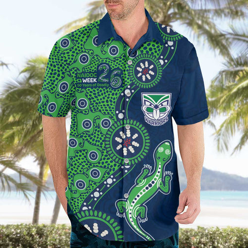 New Zealand Warriors NAIDOC Week 2026 Hawaiian Shirt Aboriginal Lizard Dot Painting - 50 Years of Deadly