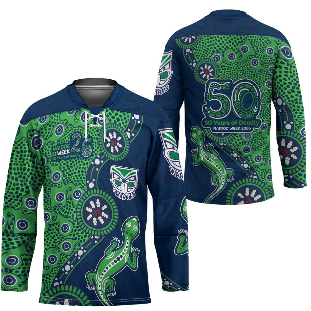 New Zealand Warriors NAIDOC Week 2026 Hockey Jersey Aboriginal Lizard Dot Painting - 50 Years of Deadly