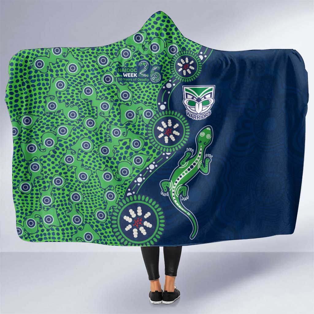 New Zealand Warriors NAIDOC Week 2026 Hooded Blanket Aboriginal Lizard Dot Painting - 50 Years of Deadly