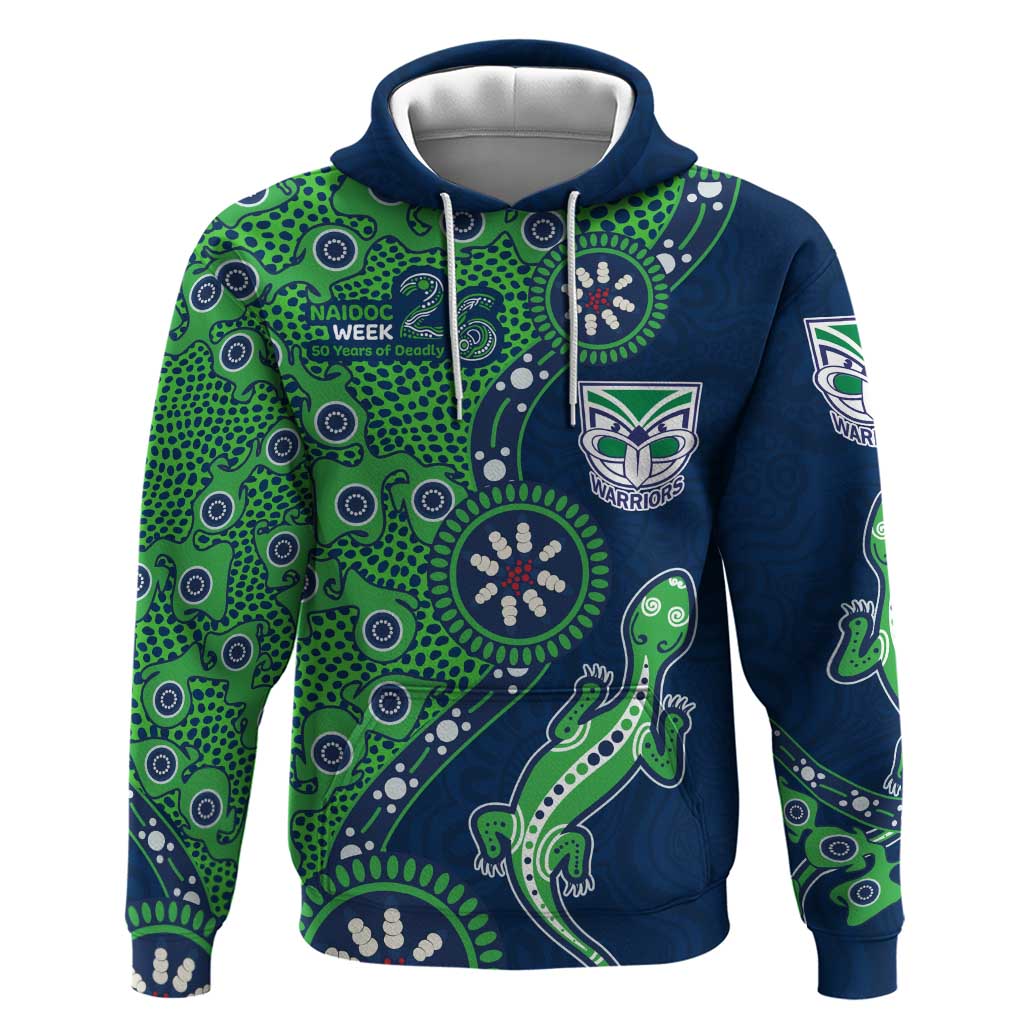 New Zealand Warriors NAIDOC Week 2026 Hoodie Aboriginal Lizard Dot Painting - 50 Years of Deadly