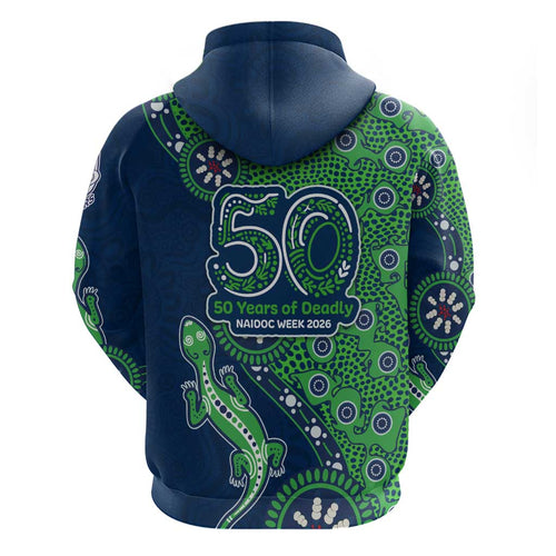 New Zealand Warriors NAIDOC Week 2026 Hoodie Aboriginal Lizard Dot Painting - 50 Years of Deadly