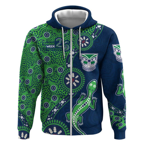 New Zealand Warriors NAIDOC Week 2026 Hoodie Aboriginal Lizard Dot Painting - 50 Years of Deadly
