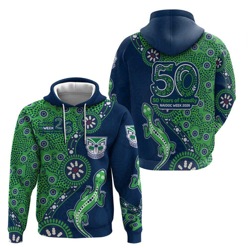 New Zealand Warriors NAIDOC Week 2026 Hoodie Aboriginal Lizard Dot Painting - 50 Years of Deadly