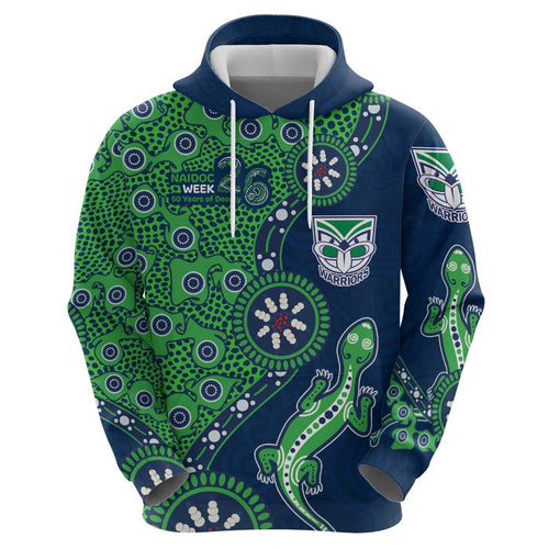 New Zealand Warriors NAIDOC Week 2026 Hoodie Aboriginal Lizard Dot Painting - 50 Years of Deadly