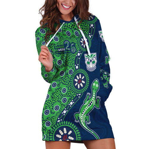 New Zealand Warriors NAIDOC Week 2026 Hoodie Dress Aboriginal Lizard Dot Painting - 50 Years of Deadly