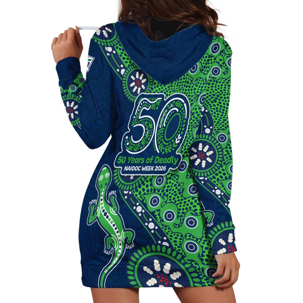 New Zealand Warriors NAIDOC Week 2026 Hoodie Dress Aboriginal Lizard Dot Painting - 50 Years of Deadly