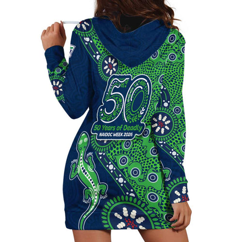 New Zealand Warriors NAIDOC Week 2026 Hoodie Dress Aboriginal Lizard Dot Painting - 50 Years of Deadly