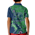 New Zealand Warriors NAIDOC Week 2026 Kid Polo Shirt Aboriginal Lizard Dot Painting - 50 Years of Deadly