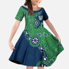 New Zealand Warriors NAIDOC Week 2026 Kid Short Sleeve Dress Aboriginal Lizard Dot Painting - 50 Years of Deadly