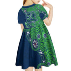New Zealand Warriors NAIDOC Week 2026 Kid Short Sleeve Dress Aboriginal Lizard Dot Painting - 50 Years of Deadly
