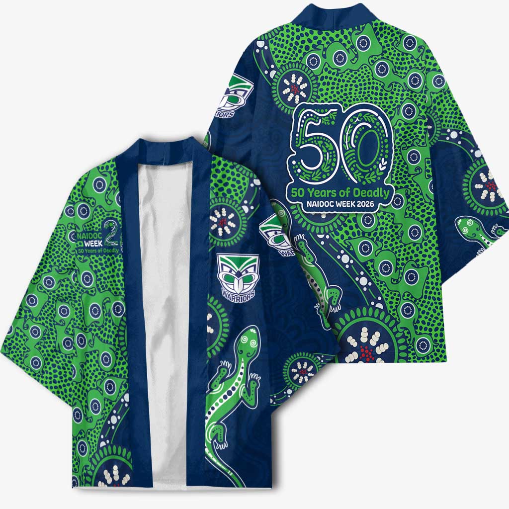New Zealand Warriors NAIDOC Week 2026 Kimono Aboriginal Lizard Dot Painting - 50 Years of Deadly
