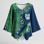 New Zealand Warriors NAIDOC Week 2026 Kimono Sleeve Blouse Aboriginal Lizard Dot Painting - 50 Years of Deadly