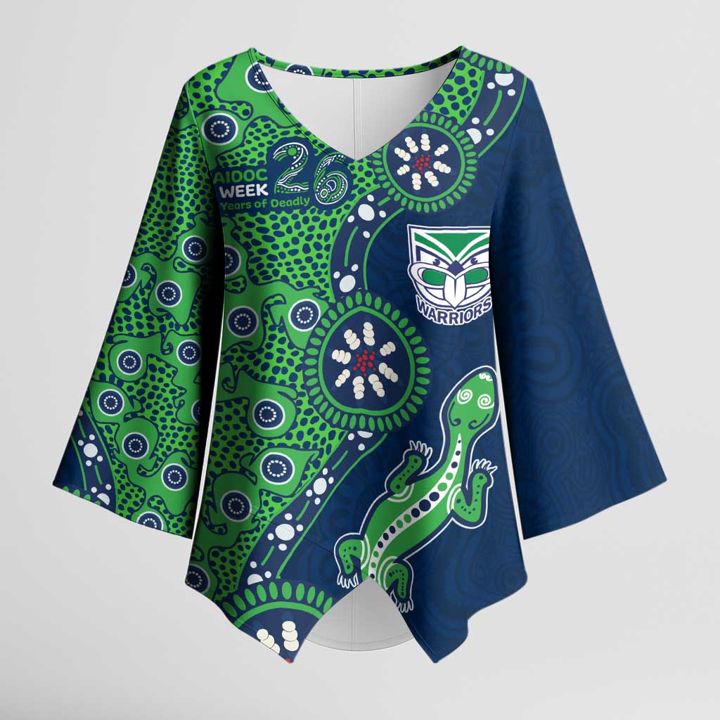 New Zealand Warriors NAIDOC Week 2026 Kimono Sleeve Blouse Aboriginal Lizard Dot Painting - 50 Years of Deadly