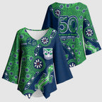 New Zealand Warriors NAIDOC Week 2026 Kimono Sleeve Blouse Aboriginal Lizard Dot Painting - 50 Years of Deadly