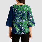 New Zealand Warriors NAIDOC Week 2026 Kimono Sleeve Blouse Aboriginal Lizard Dot Painting - 50 Years of Deadly