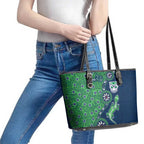 New Zealand Warriors NAIDOC Week 2026 Leather Tote Bag Aboriginal Lizard Dot Painting - 50 Years of Deadly