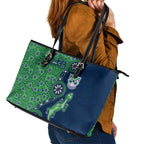 New Zealand Warriors NAIDOC Week 2026 Leather Tote Bag Aboriginal Lizard Dot Painting - 50 Years of Deadly