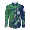 New Zealand Warriors NAIDOC Week 2026 Long Sleeve Button Shirt Aboriginal Lizard Dot Painting - 50 Years of Deadly